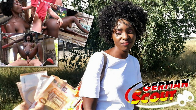 GERMAN SCOUT - EBONY hairy hardcore big boobs